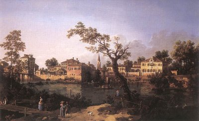 View of a River, Perhaps in Padua by Giovanni Antonio Canal